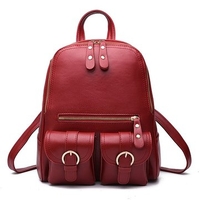 Multi-pockets PU Leather Stylish Shoulder Bag Backpack School Bags