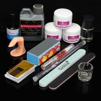Nail Art Set Acrylic Liquid Powder Buffer File Brush Dryer Manicure Tools 120ml