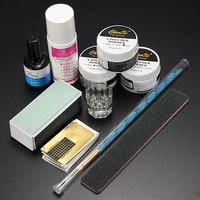 Nail Art Set Acrylic Powder Primer Brush Pen Dish Forms Buffer File
