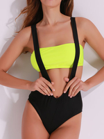 Neon Bathing Suits Bandeau Backless Bikinis Stretchy Swimwear