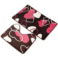 New 2 Pieces Bath & Pedestal Mattress Toilet Set Non Slip Machine Washable Bathmat Set