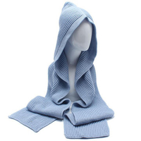 New Women Winter Soft Woolen Hooded Hat Scarves Casual Travel Warm Knitted Conjoined Cap
