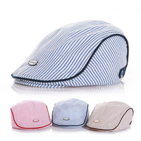 Newborn Baby Beret Handsome Lovely Casual Cotton Stripe Hat Kids Photography Props