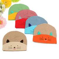 Newborn Baby Girls Boys Toddler Cute Cat Soft Cotton Baggy Beanie Stripe Hat Cap