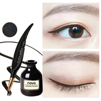 Novo Feather Shape Air Cushion Eyeliner Cream Waterproof Long Lasting Black Dark Brown Makeup