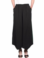 O-Newe Casual Women Solid Elastic Waist Wide Leg Pants