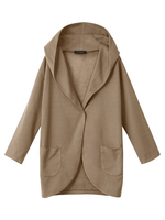 O-NEWE Casual Women Solid Long Sleeve Hooded Thin Jacket