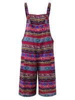 O-NEWE Ethnic Women Bohemian Strap Pockets Loose Jumpsuits