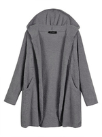 O-NEWE Hooded Pure Color Long Sleeve Coat