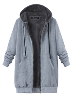 O-NEWE Hooded Zipper Long Sleeve Long Coat