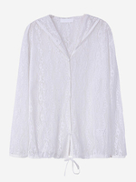 O-NEWE Lace Hollow Hooded Solid Color Cardigan For Women