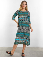 O-NEWE Plus Size Printed Dress
