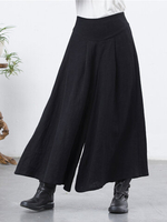O-NEWE Pocket Elastic Waist Denim Wide Leg Pants For Women