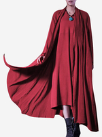 O-NEWE Pure Color Lapel Pleated Trench Coat Cardigan For Women