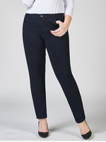 O-NEWE Solid Elastic Waist Pockets Zipper Denim Pants