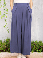 O-NEWE Solid Elastic Waist Ruffles Wide Leg Pants For Women