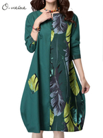 O-NEWE Vintage Printed Patchwork Dress