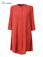 O-Newe Women Loose Fold Single Breasted Half Sleeve Mid-Length Cardigan