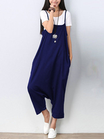 O-NEWE Women Solid Harem Pants Strap Two Ways Wear Jumpsuit Overall