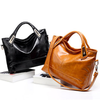 Oil Wax Leather Women Elegant Handbag Tote Bag Square Shoulder Bag Genuine Leather Crossbody Bag