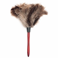 Ostrich Feather Home Cleaning Duster Brush Wood Handle Anti-static Natural Grey Fur