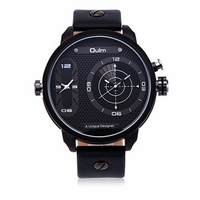 OULM Men Watch Alloy Leather Two Movement Sport Men Watch