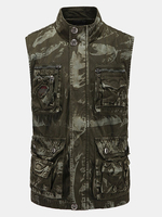 Outdoor Casual Climbing Cargo Cotton Camo Printing Vest for Mens