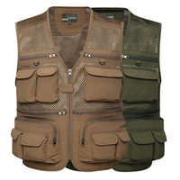 Outdoor Sport Photographic Mesh Breathable Water Resistant Fishing Multi Pockets Vest for Men