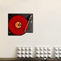 PAG STICKER 3D Wall Clock Decals Old Gramophone Wall Sticker Home Decor Gift