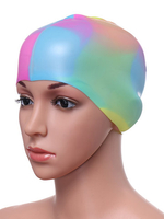 Patchwork Waterproof Soft Colorful Skidproof Swimming Cap For Adult