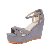 Peep Toe Buckle Platform Wedge Heel Sandals For Women