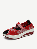 Peep Toe Knitting Platform Rocker Sole Shake Shoes For Women