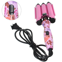 Pink 3 Barrels Ceramic Big Hair Wave Waver Curler Curling