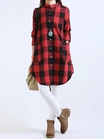 Plaid Long Sleeve Blouses