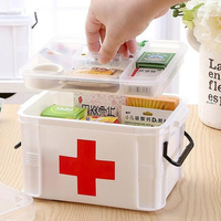 Plastic 2 Layers Health Pill Medicine Storage Box Drug Bottle First Aid Kit Case