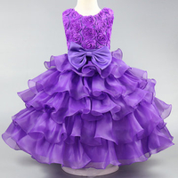 Pleated Flower Decorate Sleeveless Princess Dress For Kids Girl