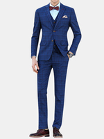 Plus Size Blue Wedding Formal Three Pieces British Style Slim Blazers for Men