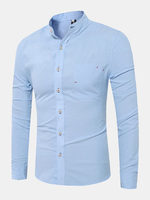 Plus Size Casual British Style Fashion Slim Chest Pocket Designer Shirts for Men