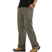 Plus Size Casual Outdoor Multi-Pockets Loose Elastic Straight Leg Cargo Pants For Men