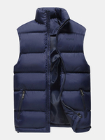 Plus Size Casual Winter Thicken Warm Waistcoat Solid Color Stand Collar Jacket for Men