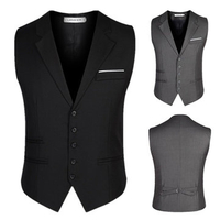 Plus Size Formal Fashion Business Suit Collar Vest Slim Fit Pure Color Waistcoats for Men