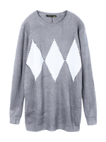 Plus Size Knitted Long Sleeve O-neck Pullover Loose Sweater