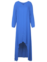 Plus Size Loose Deep V-Neck Long Sleeve Irregular Chiffion Dress
