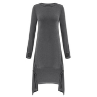 Plus Size Loose Pure Color Asymmetrical Knit Women Dress