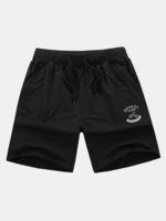Plus Size Mens Cotton Sports Shorts Elastic Waistband Zippered Pockets Shorts
