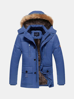Plus Size Mid Long Detachable Hood Jackets