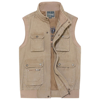 Plus Size Outdoor Casual Multi-Pocket Fishing Photographic Stand Collar Waistcoat for Men