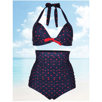 Plus Size Women Sexy Dots Bikini Sets High Waist Halter Swimsuits