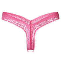 Plus Size Women Sexy Lace V-Strings Hollow Out Temptation Thongs Panties