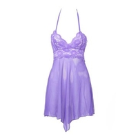 Plus Size Women Sexy Mesh Nightdress Lace Floral Halter Nightwear